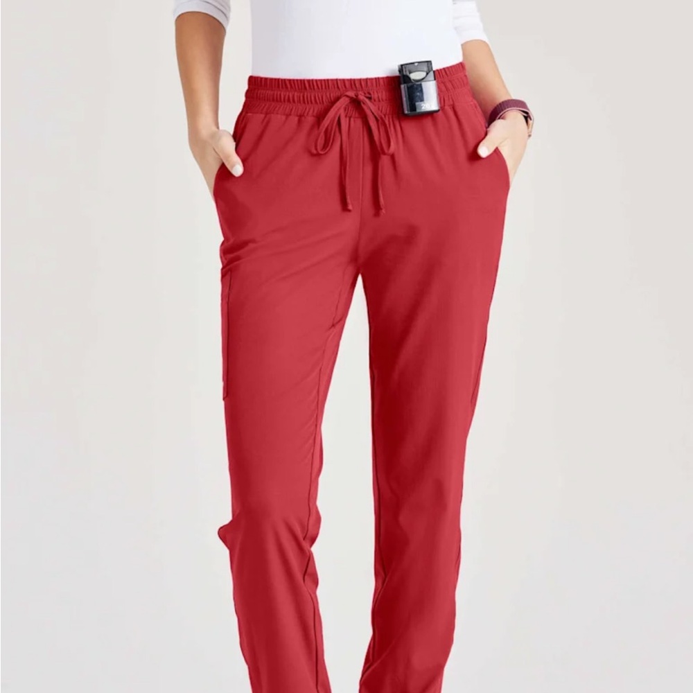 Women's Beyond Scrubs Stylish Red Joggers